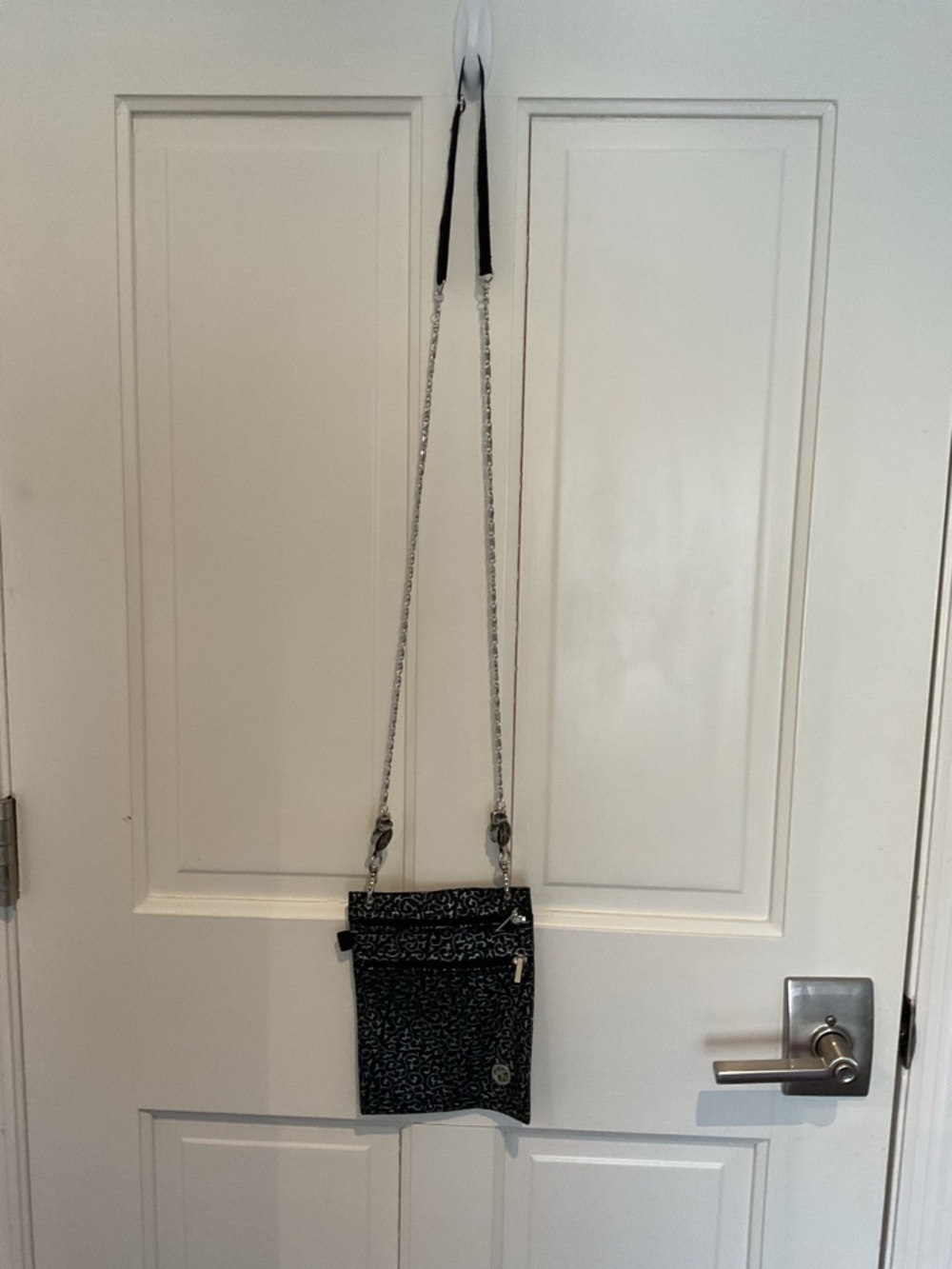 Black Printed Crossbody Bag with Chain Strap